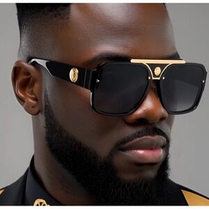 Dark Black Lens Sunglasses‎ Men Hip Hop Cholo Outdoor Gangs Style Large Lentes